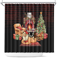 Funny Christmas Shower Curtain Naughty Santa Im Laying On Your Present - Wonder Print Shop
