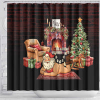 Funny Christmas Shower Curtain Naughty Santa Im Laying On Your Present - Wonder Print Shop