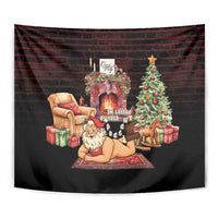 Funny Christmas Tapestry Naughty Santa Im Laying On Your Present - Wonder Print Shop