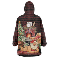 Funny Christmas Wearable Blanket Hoodie Naughty Santa Im Laying On Your Present - Wonder Print Shop