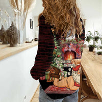 Funny Christmas Women Casual Shirt Naughty Santa Im Laying On Your Present - Wonder Print Shop