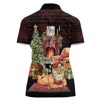 Funny Christmas Women Polo Shirt Naughty Santa Im Laying On Your Present - Wonder Print Shop