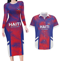Custom Les Grenadiers Haiti Football Couples Matching Long Sleeve Bodycon Dress and Hawaiian Shirt Tropical Vibes - Wonder Print Shop