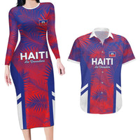 Custom Les Grenadiers Haiti Football Couples Matching Long Sleeve Bodycon Dress and Hawaiian Shirt Tropical Vibes - Wonder Print Shop