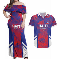 Custom Les Grenadiers Haiti Football Couples Matching Off Shoulder Maxi Dress and Hawaiian Shirt Tropical Vibes - Wonder Print Shop