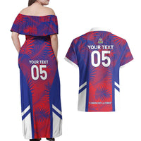 Custom Les Grenadiers Haiti Football Couples Matching Off Shoulder Maxi Dress and Hawaiian Shirt Tropical Vibes - Wonder Print Shop