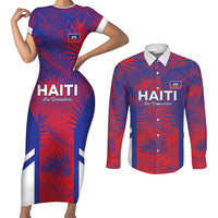 Custom Les Grenadiers Haiti Football Couples Matching Short Sleeve Bodycon Dress and Long Sleeve Button Shirt Tropical Vibes - Wonder Print Shop