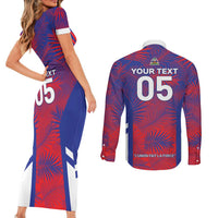 Custom Les Grenadiers Haiti Football Couples Matching Short Sleeve Bodycon Dress and Long Sleeve Button Shirt Tropical Vibes - Wonder Print Shop