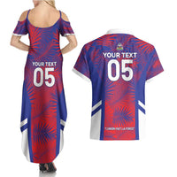 Custom Les Grenadiers Haiti Football Couples Matching Summer Maxi Dress and Hawaiian Shirt Tropical Vibes - Wonder Print Shop