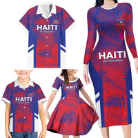 Custom Les Grenadiers Haiti Football Family Matching Long Sleeve Bodycon Dress and Hawaiian Shirt Tropical Vibes - Wonder Print Shop