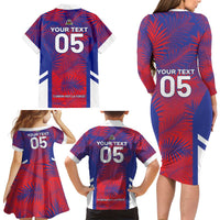 Custom Les Grenadiers Haiti Football Family Matching Long Sleeve Bodycon Dress and Hawaiian Shirt Tropical Vibes - Wonder Print Shop