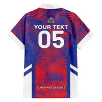 Custom Les Grenadiers Haiti Football Family Matching Off The Shoulder Long Sleeve Dress and Hawaiian Shirt Tropical Vibes - Wonder Print Shop
