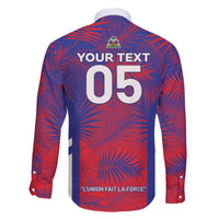 Custom Les Grenadiers Haiti Football Family Matching Off The Shoulder Long Sleeve Dress and Hawaiian Shirt Tropical Vibes - Wonder Print Shop