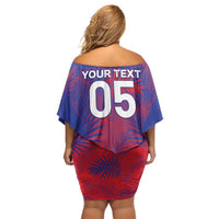 Custom Les Grenadiers Haiti Football Family Matching Off Shoulder Short Dress and Hawaiian Shirt Tropical Vibes - Wonder Print Shop