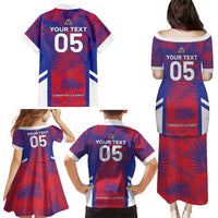 Custom Les Grenadiers Haiti Football Family Matching Puletasi and Hawaiian Shirt Tropical Vibes - Wonder Print Shop