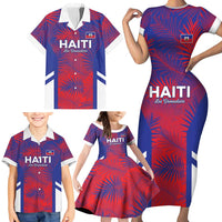 Custom Les Grenadiers Haiti Football Family Matching Short Sleeve Bodycon Dress and Hawaiian Shirt Tropical Vibes - Wonder Print Shop