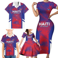 Custom Les Grenadiers Haiti Football Family Matching Short Sleeve Bodycon Dress and Hawaiian Shirt Tropical Vibes - Wonder Print Shop