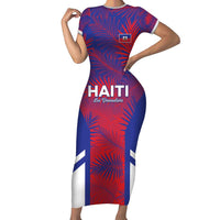 Custom Les Grenadiers Haiti Football Family Matching Short Sleeve Bodycon Dress and Hawaiian Shirt Tropical Vibes - Wonder Print Shop