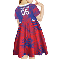 Custom Les Grenadiers Haiti Football Kid Short Sleeve Dress Tropical Vibes - Wonder Print Shop