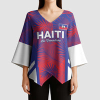 Custom Les Grenadiers Haiti Football Kimono Sleeve Blouse Tropical Vibes - Wonder Print Shop