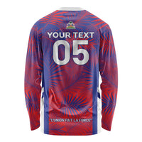 Custom Les Grenadiers Haiti Football Long Sleeve Shirt Tropical Vibes - Wonder Print Shop