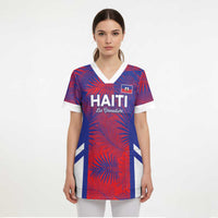 Custom Les Grenadiers Haiti Football Scrub Top Tropical Vibes - Wonder Print Shop
