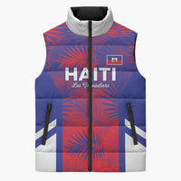 Custom Les Grenadiers Haiti Football Sleeveless Puffer Jacket Tropical Vibes - Wonder Print Shop