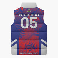 Custom Les Grenadiers Haiti Football Sleeveless Puffer Jacket Tropical Vibes - Wonder Print Shop