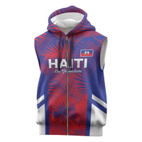 Custom Les Grenadiers Haiti Football Sleeveless Zip Hoodie Tropical Vibes - Wonder Print Shop