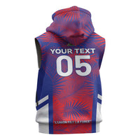Custom Les Grenadiers Haiti Football Sleeveless Zip Hoodie Tropical Vibes - Wonder Print Shop