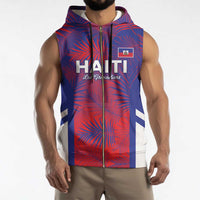 Custom Les Grenadiers Haiti Football Sleeveless Zip Hoodie Tropical Vibes - Wonder Print Shop