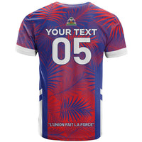Custom Les Grenadiers Haiti Football T Shirt Tropical Vibes - Wonder Print Shop