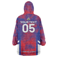 Custom Les Grenadiers Haiti Football Wearable Blanket Hoodie Tropical Vibes - Wonder Print Shop