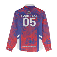 Custom Les Grenadiers Haiti Football Women Casual Shirt Tropical Vibes - Wonder Print Shop