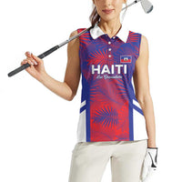 Custom Les Grenadiers Haiti Football Women Sleeveless Polo Shirt Tropical Vibes - Wonder Print Shop