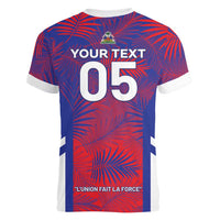 Custom Les Grenadiers Haiti Football Women V-Neck T-Shirt Tropical Vibes - Wonder Print Shop