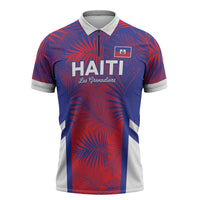 Custom Les Grenadiers Haiti Football Zipper Polo Shirt Tropical Vibes - Wonder Print Shop