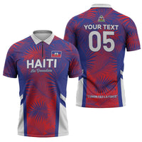 Custom Les Grenadiers Haiti Football Zipper Polo Shirt Tropical Vibes - Wonder Print Shop