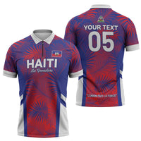 Custom Les Grenadiers Haiti Football Zipper Polo Shirt Tropical Vibes - Wonder Print Shop