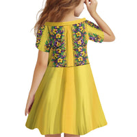 Aloha Hawaii Mardi Gras Kid Short Sleeve Dress Gold Style