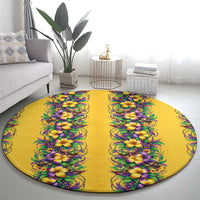 Aloha Hawaii Mardi Gras Round Carpet Gold Style
