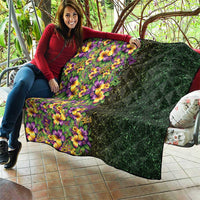 Hawaii Mardi Gras Quilt Tropical Flowers Glitter Style