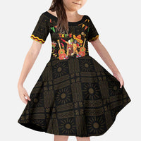 Mexico Cinco De Mayo Kid Short Sleeve Dress Let's Fiesta Dabbing Taco