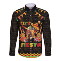 Mexico Cinco De Mayo Long Sleeve Button Shirt Let's Fiesta Dabbing Taco