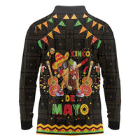 Mexico Cinco De Mayo Long Sleeve Polo Shirt Let's Fiesta Dabbing Taco