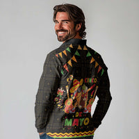 Mexico Cinco De Mayo Long Sleeve Polo Shirt Let's Fiesta Dabbing Taco