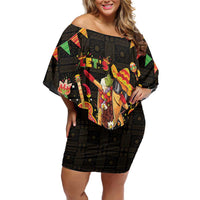 Mexico Cinco De Mayo Off Shoulder Short Dress Let's Fiesta Dabbing Taco