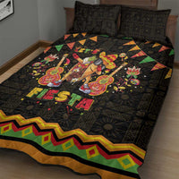 Mexico Cinco De Mayo Quilt Bed Set Let's Fiesta Dabbing Taco