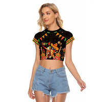Mexico Cinco De Mayo Raglan Cropped T Shirt Let's Fiesta Dabbing Taco
