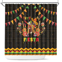 Mexico Cinco De Mayo Shower Curtain Let's Fiesta Dabbing Taco